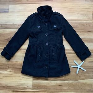 Amy Byer Girl’s Black Pea Coat Jacket, Size Small